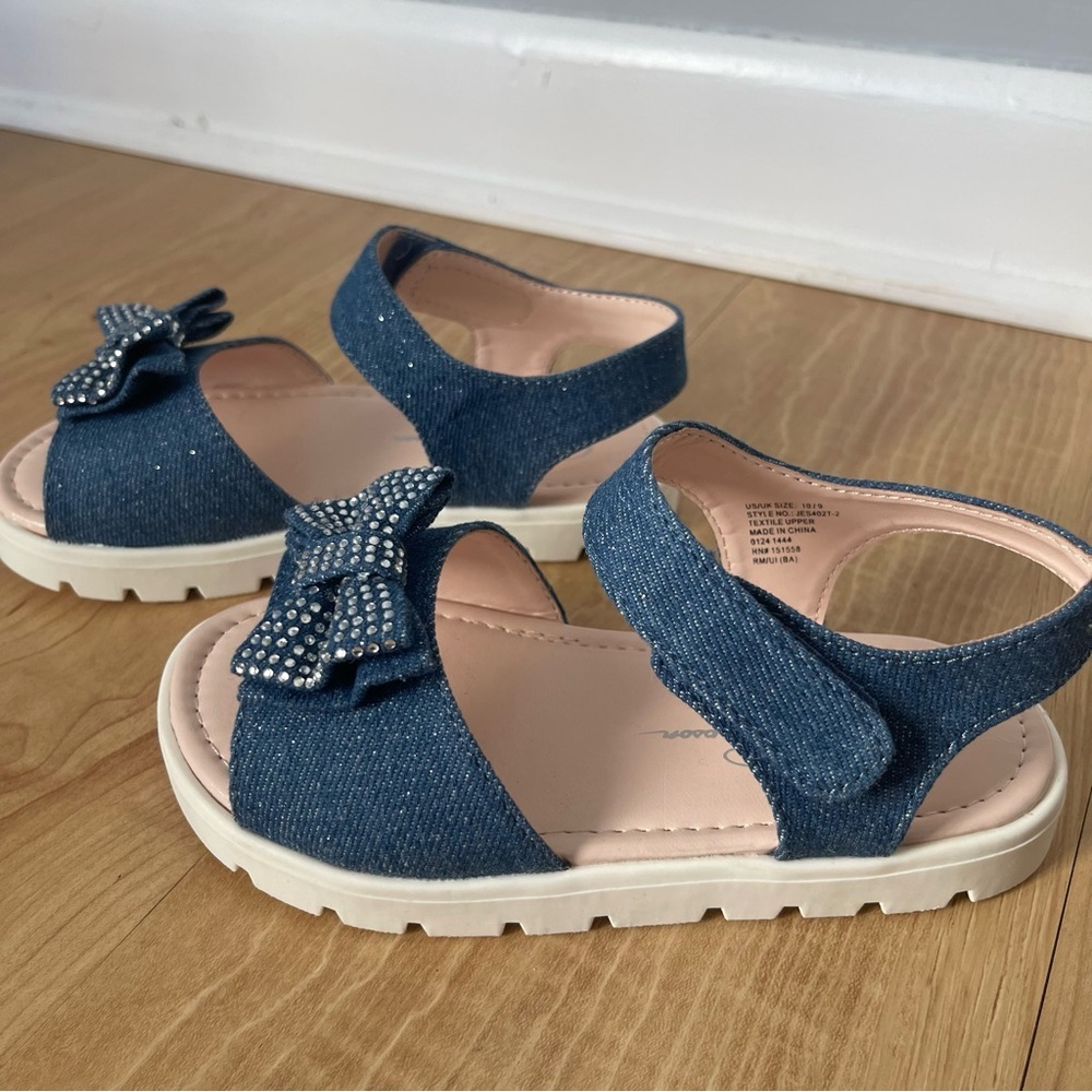 NWOB Jessica Simpson Toddler Girls Tia Shine Shiny Denim Sandals - Picture 3 of 7